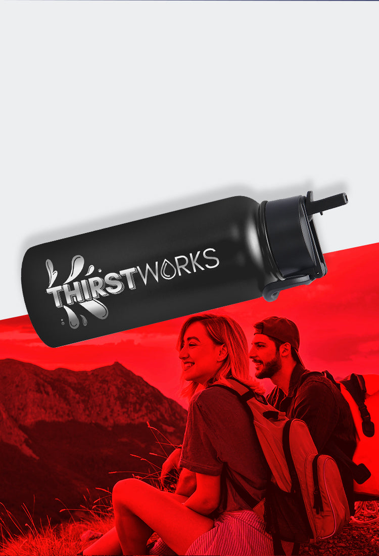 water bottles, insulated water bottles, sport water bottles, thermoses, stainless steel insulated water bottles, flask, canteens, vacuum insulated, wide mouth, drinking straw lid, key ring, hydration, workout water bottles, travel mug, coffee thermo, thirstworks bottle, waterpark essentials, outdoor essentials