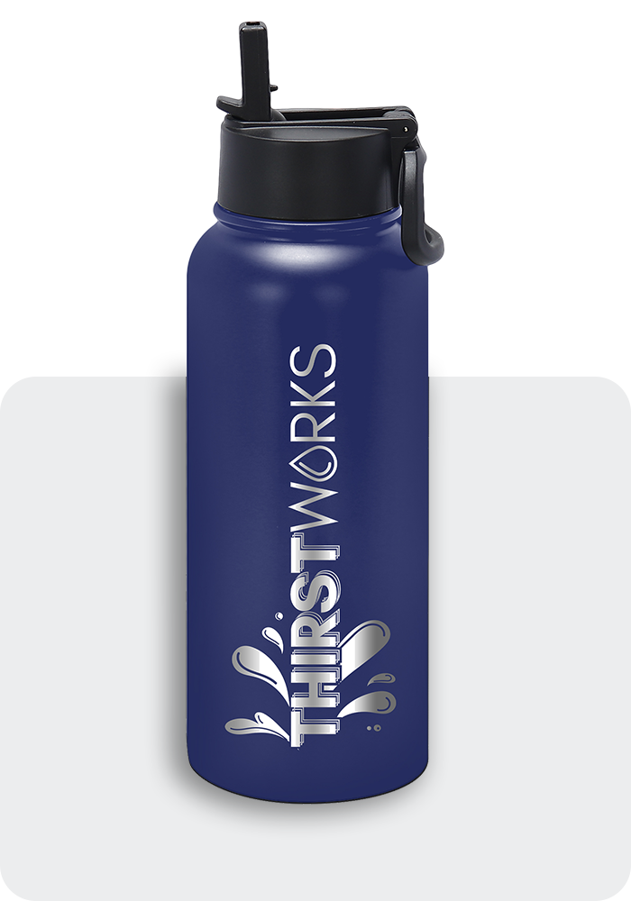 THIRSTWORKS Vacuum Insulated Sports Water Bottles 40 OZ Blue - Thirstworks