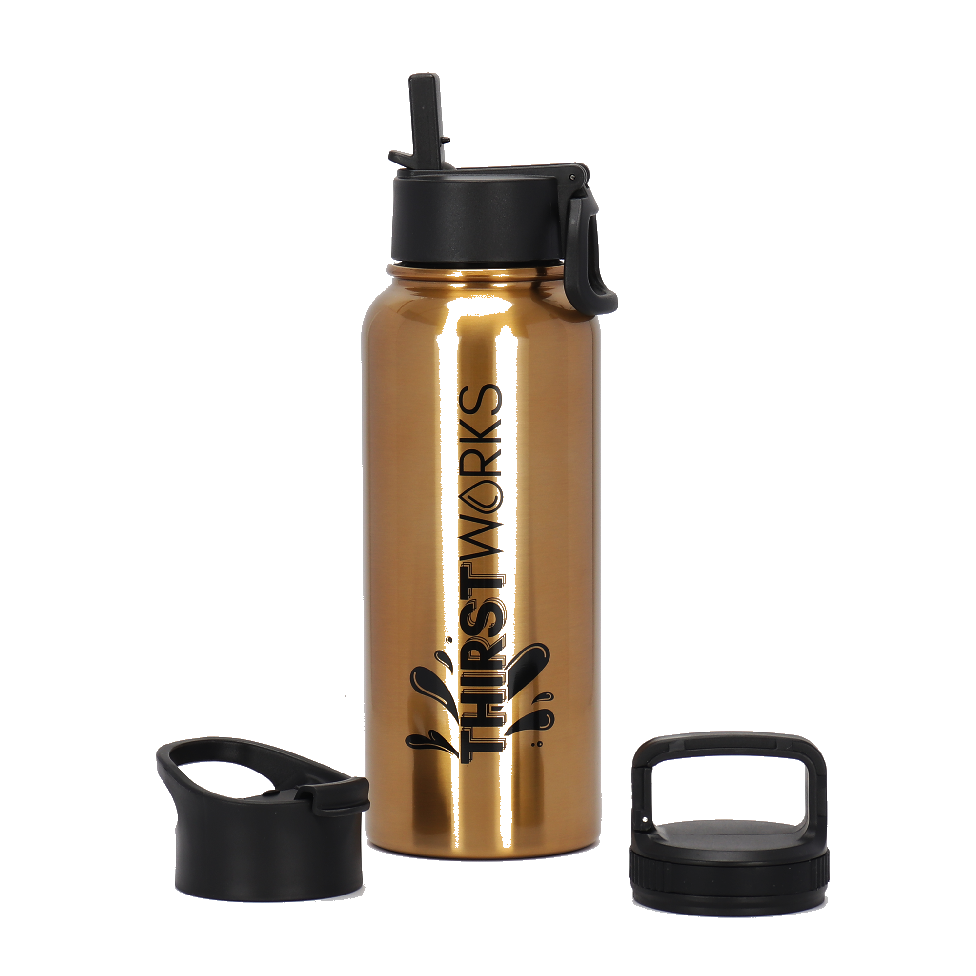 THIRSTWORKS Vacuum Insulated Sports Water Bottles 32 OZ Gold - Thirstworks