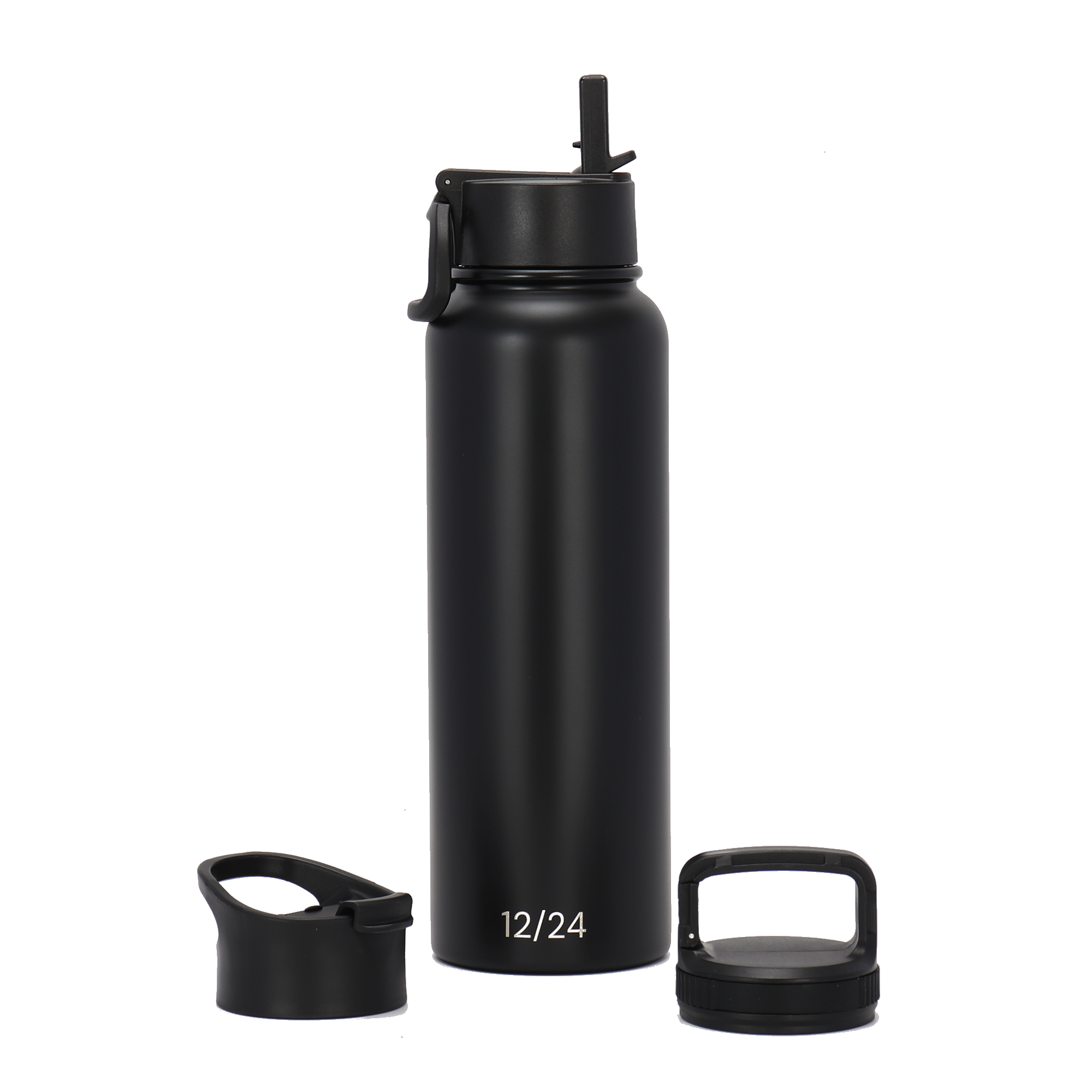 THIRSTWORKS Vacuum Insulated Sports Water Bottles 40 OZ Black - Thirstworks