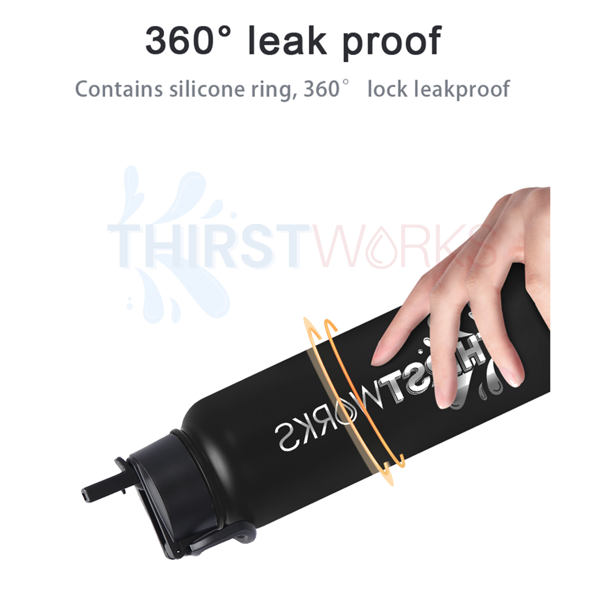 THIRSTWORKS Vacuum Insulated Sports Water Bottles 40 OZ Black - Thirstworks