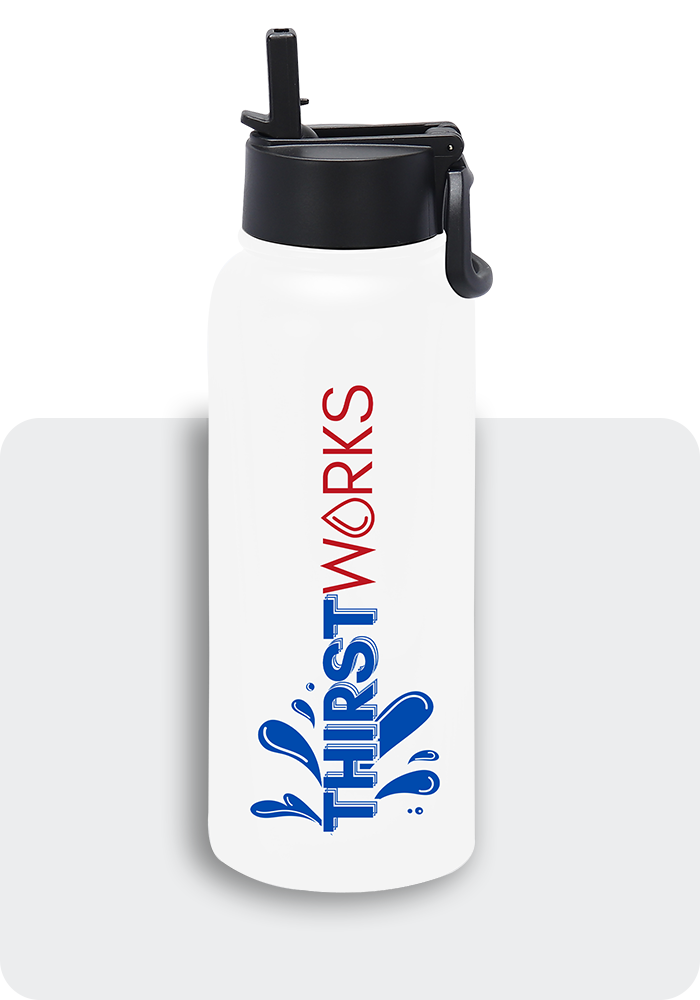 THIRSTWORKS Vacuum Insulated Sports Water Bottles 32 OZ White - Thirstworks